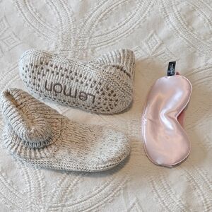 Cozy Knit Slippers with Pink Sleep Mask